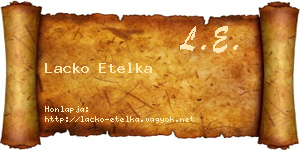 Lacko Etelka névjegykártya